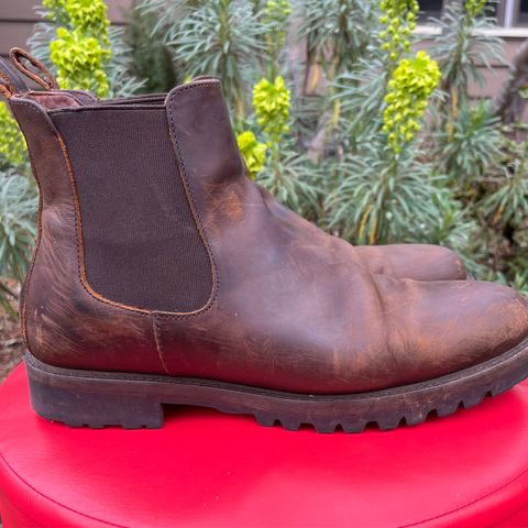 View photo of Patina Welted Chelsea Boot in Canyon Full Grain