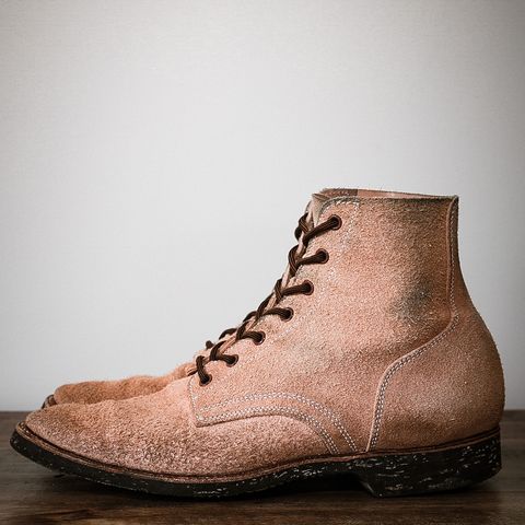 View photo of Clinch Yeager Boots in Wickett & Craig Natural Latigo Roughout