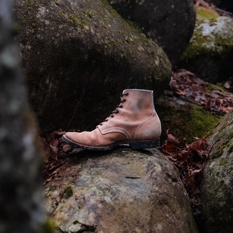 View photo of Clinch Yeager Boots in Wickett & Craig Natural Latigo Roughout