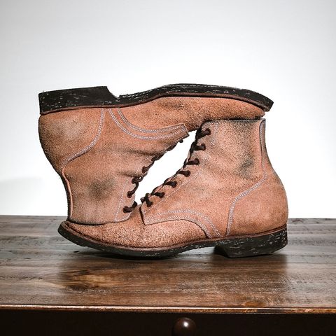 View photo of Clinch Yeager Boots in Wickett & Craig Natural Latigo Roughout