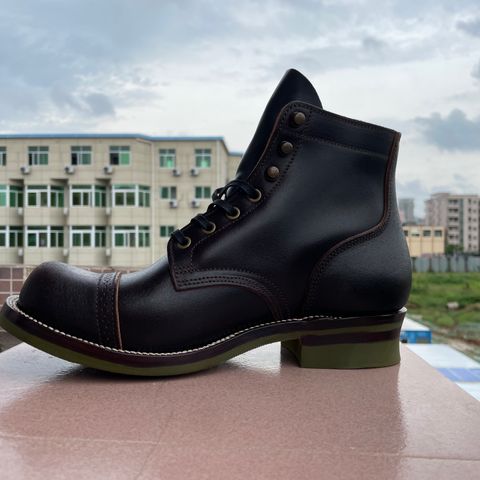 XBXS Land Boots in Horween Black Waxed Flesh