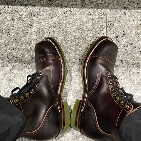 XBXS Land Boots in Horween Black Waxed Flesh