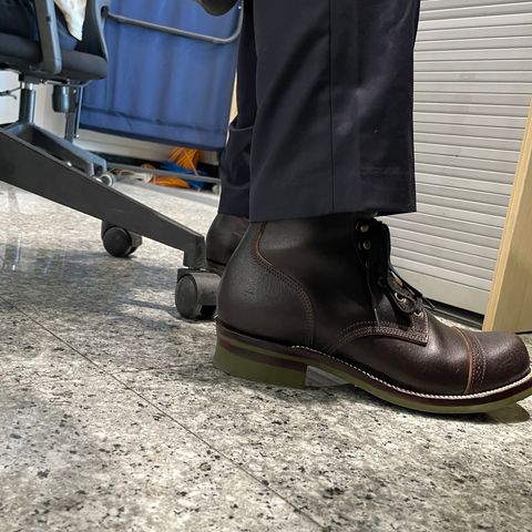 XBXS Land Boots in Horween Black Waxed Flesh