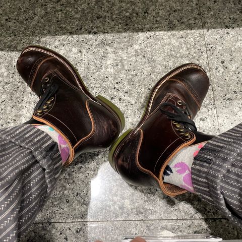 XBXS Land Boots in Horween Black Waxed Flesh