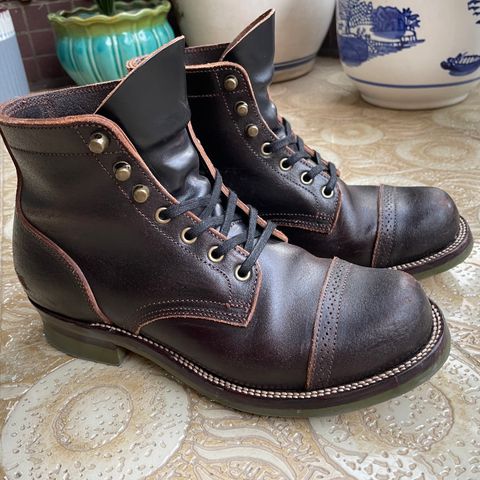 XBXS Land Boots in Horween Black Waxed Flesh