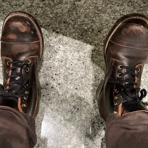 XBXS Land Boots in Horween Black Waxed Flesh