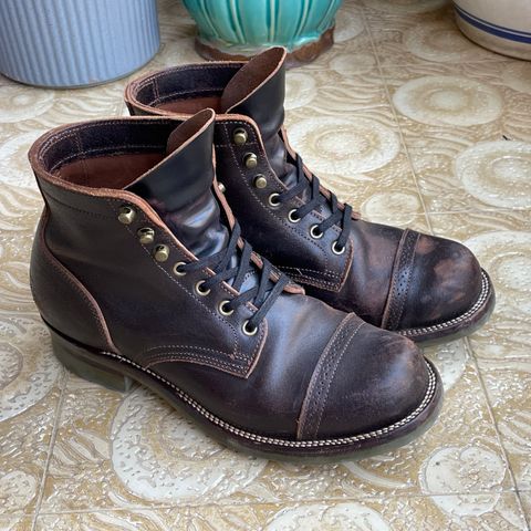 XBXS Land Boots in Horween Black Waxed Flesh