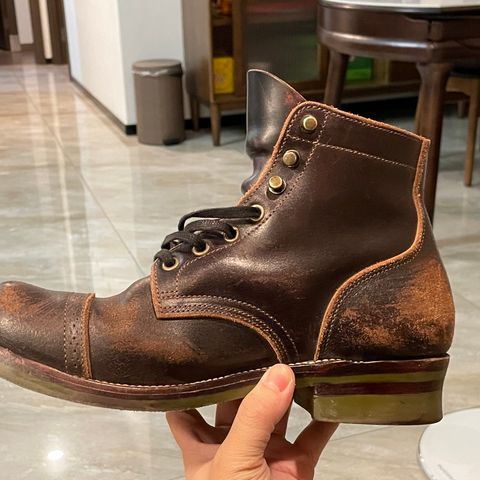 XBXS Land Boots in Horween Black Waxed Flesh