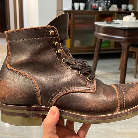 XBXS Land Boots in Horween Black Waxed Flesh