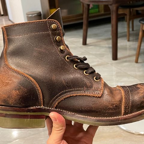 XBXS Land Boots in Horween Black Waxed Flesh