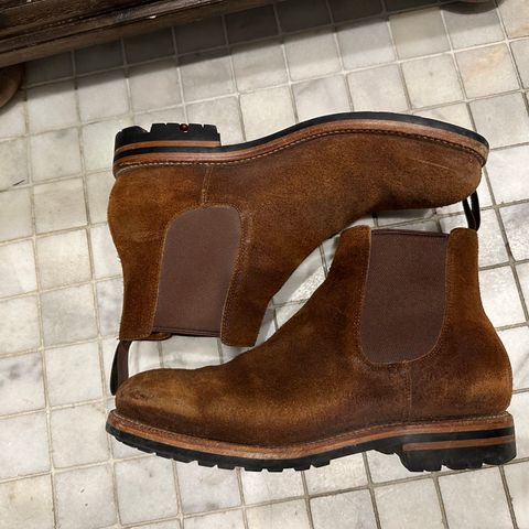 View photo of Grant Stone Chelsea Boot in C.F. Stead Dark Oak Roughout