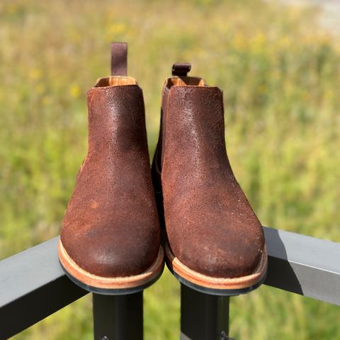 View photo of Grant Stone Chelsea Boot in C.F. Stead Dark Oak Roughout