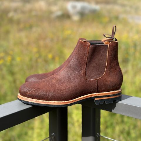 View photo of Grant Stone Chelsea Boot in C.F. Stead Dark Oak Roughout