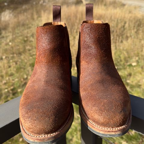 View photo of Grant Stone Chelsea Boot in C.F. Stead Dark Oak Roughout