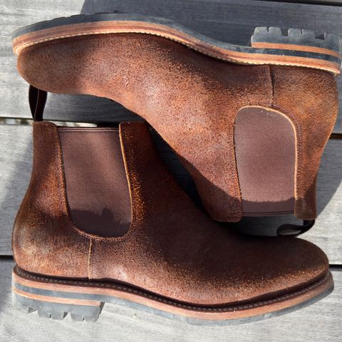 View photo of Grant Stone Chelsea Boot in C.F. Stead Dark Oak Roughout