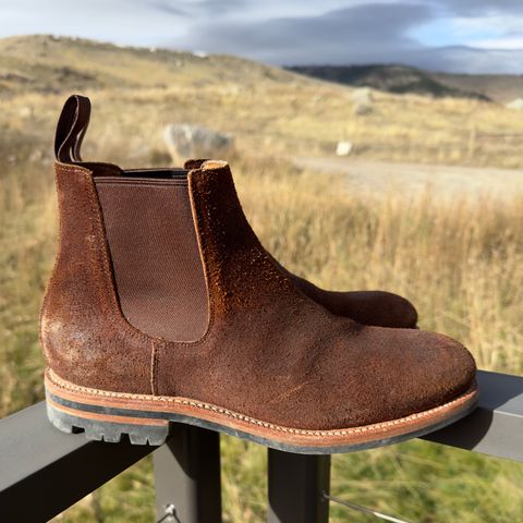 View photo of Grant Stone Chelsea Boot in C.F. Stead Dark Oak Roughout