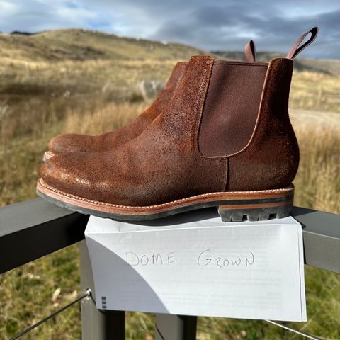 View photo of Grant Stone Chelsea Boot in C.F. Stead Dark Oak Roughout