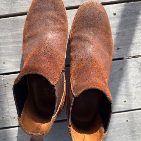 View photo of Grant Stone Chelsea Boot in C.F. Stead Dark Oak Roughout