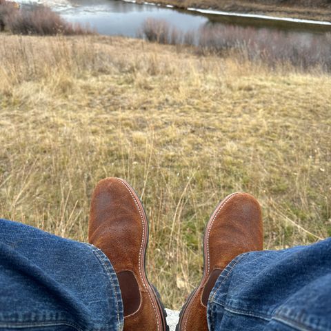 View photo of Grant Stone Chelsea Boot in C.F. Stead Dark Oak Roughout