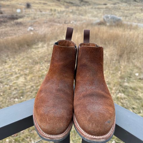 View photo of Grant Stone Chelsea Boot in C.F. Stead Dark Oak Roughout