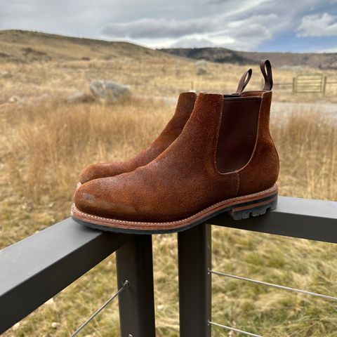 View photo of Grant Stone Chelsea Boot in C.F. Stead Dark Oak Roughout