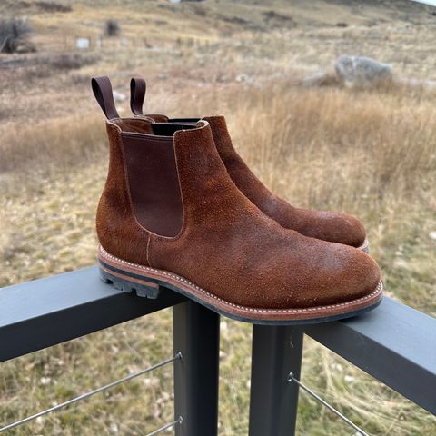 View photo of Grant Stone Chelsea Boot in C.F. Stead Dark Oak Roughout