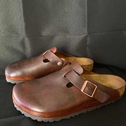 View photo of Birkenstock Boston in Mink Suede