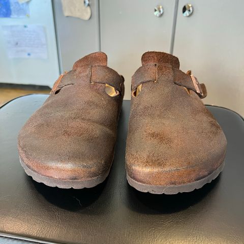 View photo of Birkenstock Boston in Mink Suede