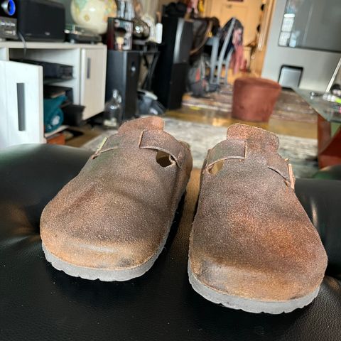 View photo of Birkenstock Boston in Mink Suede