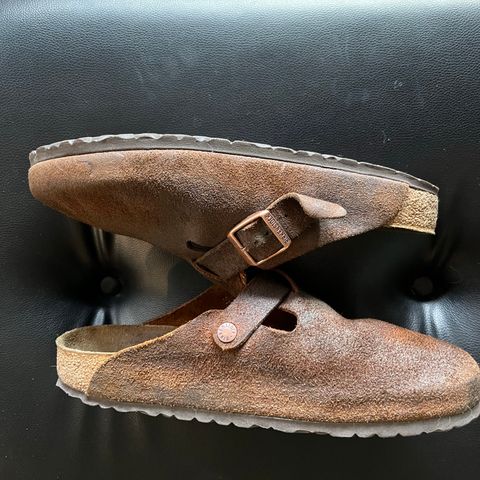 View photo of Birkenstock Boston in Mink Suede