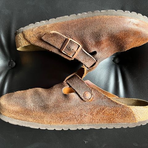 View photo of Birkenstock Boston in Mink Suede