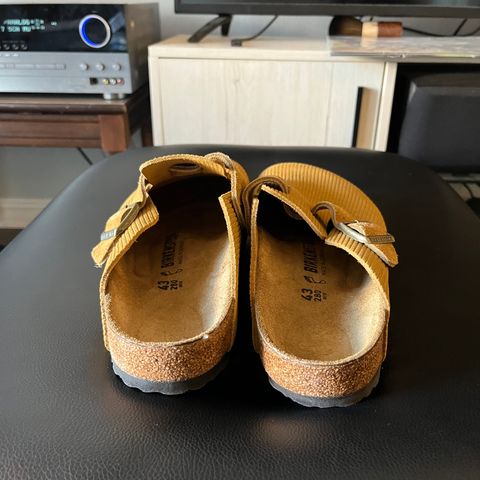 View photo of Birkenstock Boston in Cork Brown Embossed Suede