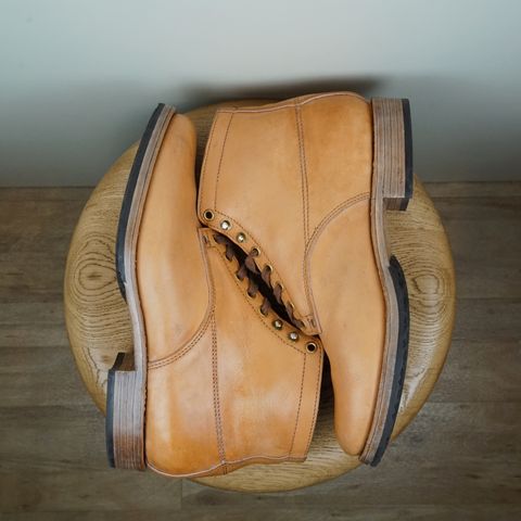 View photo of Self-Made Service Boot Model Stacy in Conceria Walpier Natural Buttero