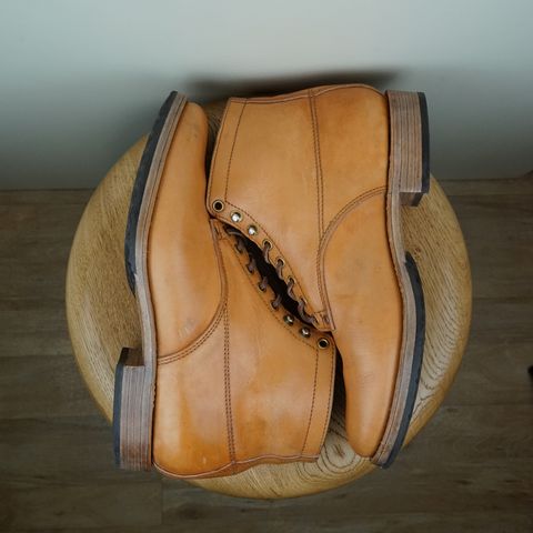 View photo of Self-Made Service Boot Model Stacy in Conceria Walpier Natural Buttero