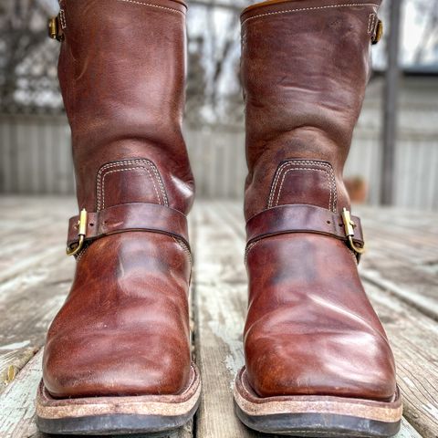 View photo of Clinch Engineer Boots 11-Inch Height in Natural Horsebutt