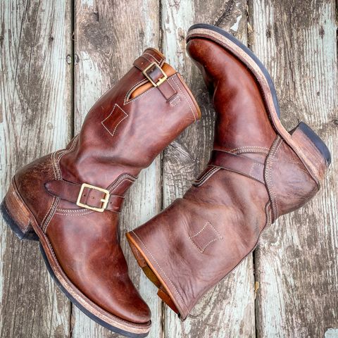 View photo of Clinch Engineer Boots 11-Inch Height in Natural Horsebutt