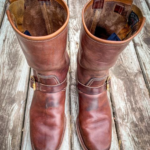 View photo of Clinch Engineer Boots 11-Inch Height in Natural Horsebutt