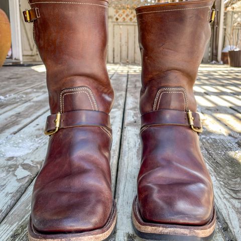 View photo of Clinch Engineer Boots 11-Inch Height in Natural Horsebutt