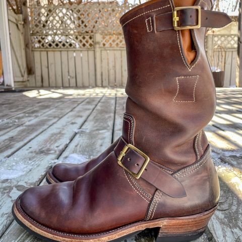 View photo of Clinch Engineer Boots 11-Inch Height in Natural Horsebutt