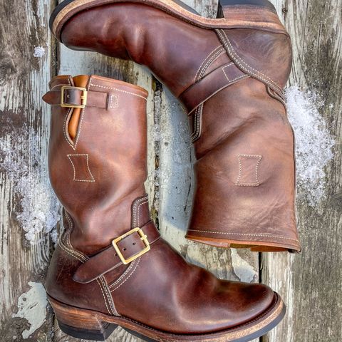 View photo of Clinch Engineer Boots 11-Inch Height in Natural Horsebutt