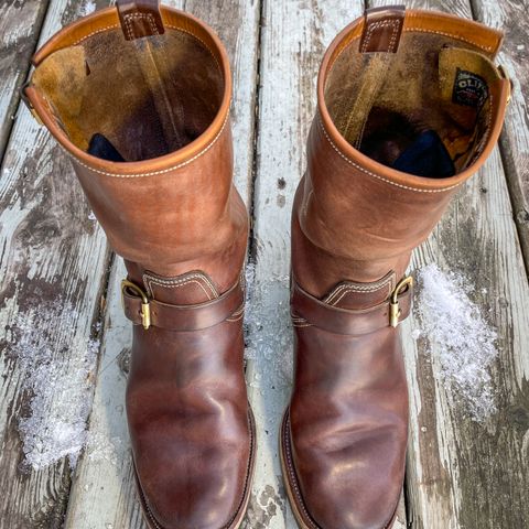 View photo of Clinch Engineer Boots 11-Inch Height in Natural Horsebutt