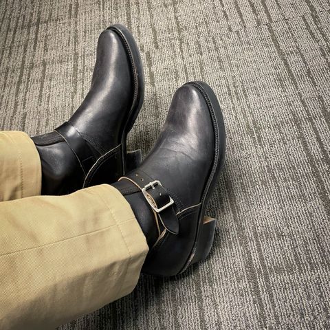 View photo of Clinch Engineer Boots 11-Inch Height in Black-Overdyed Horsebutt