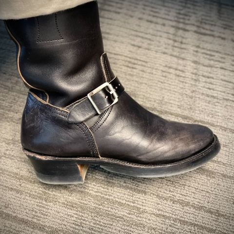 View photo of Clinch Engineer Boots 11-Inch Height in Black-Overdyed Horsebutt