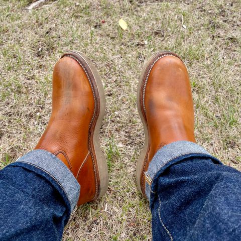 View photo of Viberg Roper Boot in Tochigi Natural Cowhide