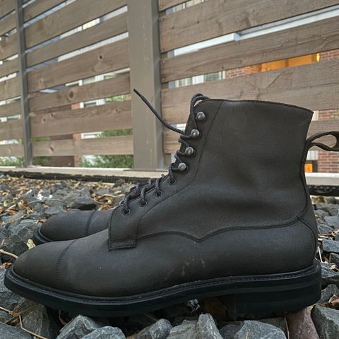 Edward Green Galway in Black Waxed Suede