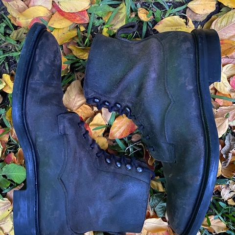Edward Green Galway in Black Waxed Suede
