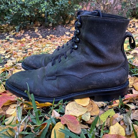 Edward Green Galway in Black Waxed Suede