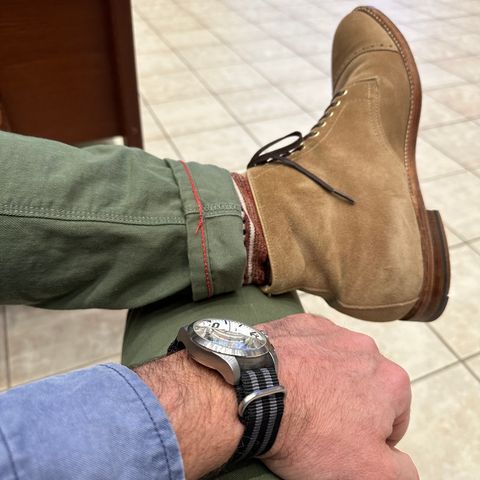 View photo of Alden x Leffot Cooney Boot in Tan Suede