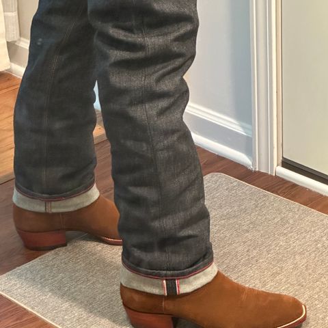 View photo of Heritage Boot Co. Camel Ranch Hand French Toe in Calfskin Roughout