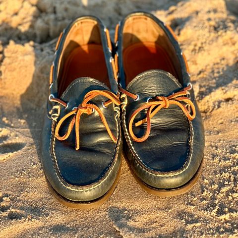 View photo of Oak Street Bootmakers Camp Moc in Horween Navy Chromexcel